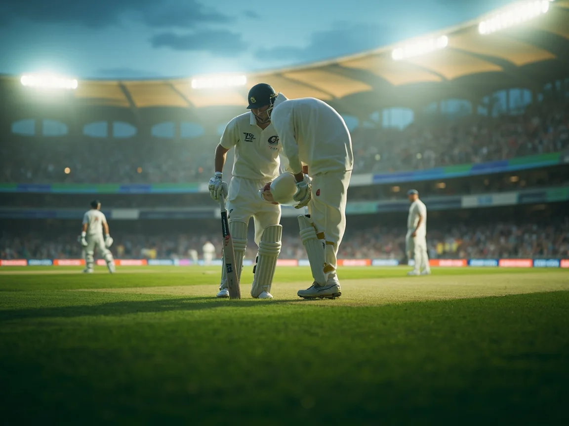 IPL match under night-pitch floodlights with crowd in the stands